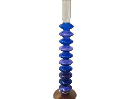 Stacked Small Disc Candlestick in Blue Online