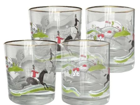 Hunt Scene Bourbon Glasses Set of 4 Cheap