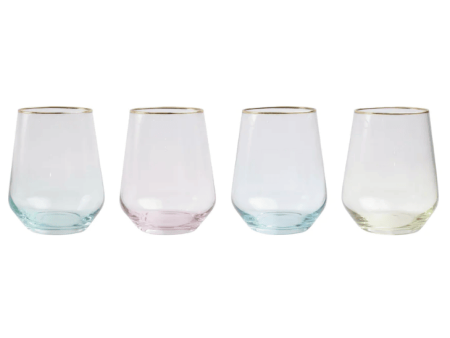 Rainbow Assorted Stemless Wine Glasses Fashion