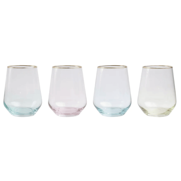 Rainbow Assorted Stemless Wine Glasses Fashion