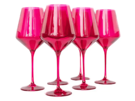 Fuchsia Stemmed Wine Glasses Supply