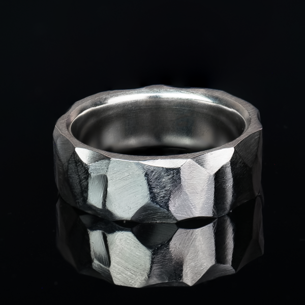 8mm Obsidian Sterling Silver Ring For Sale