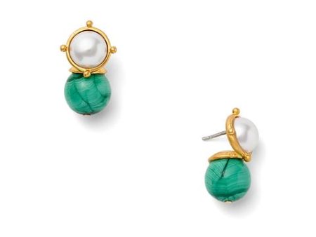 Malachite and White Earrings Online Hot Sale