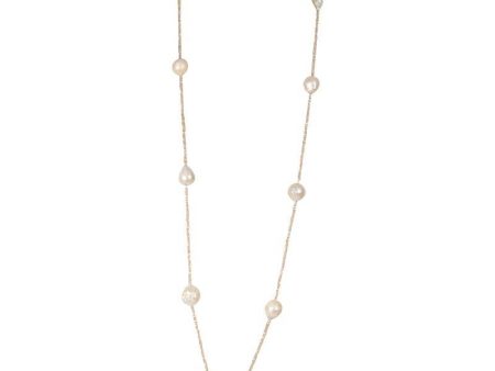 Champagne Crystal and Wild Pearl Necklace on Sale