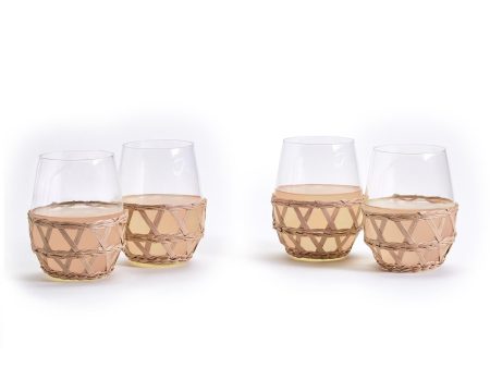 Set of Four Lattice Stemless Wine Glasses Hot on Sale