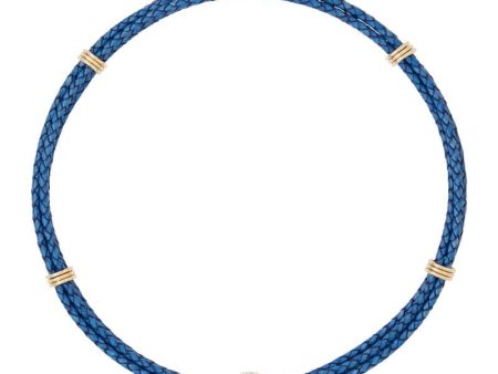 Blue Aspen Leather Braided Necklace on Sale