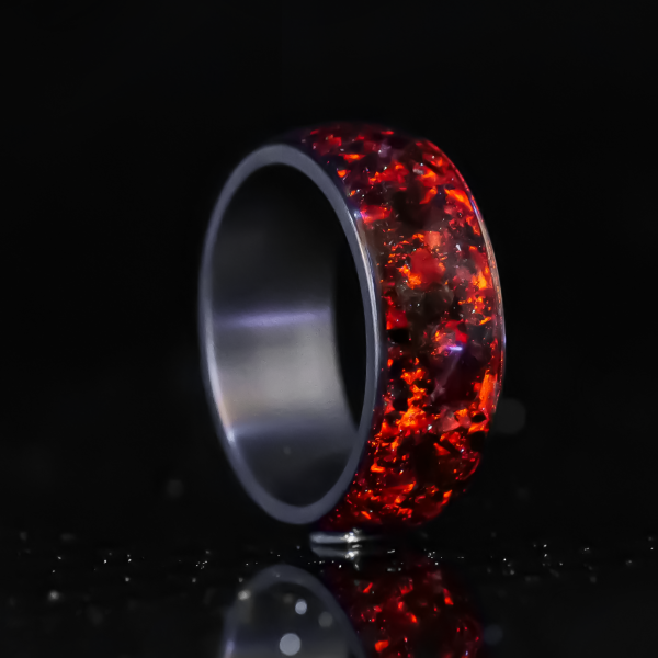 Hellfire Halo Glowstone Ring on Titanium Online Sale