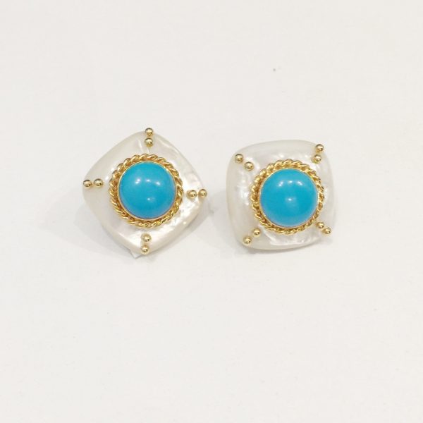 Turquoise and Mother of Pearl Earring Fashion