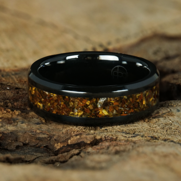 Tiger s Eye Glowstone Ring on Black Ceramic Online Hot Sale