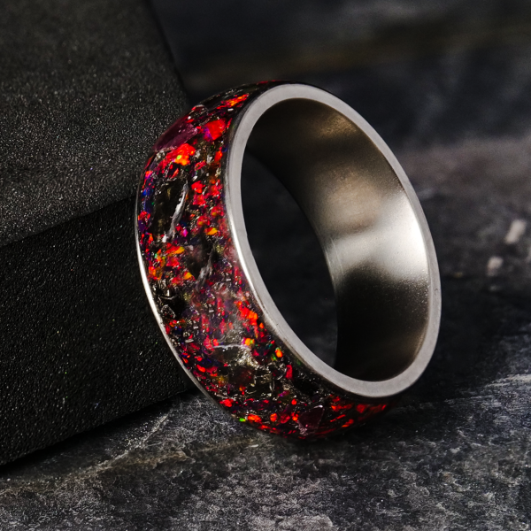 Hellfire Halo Glowstone Ring on Titanium Online Sale