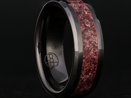 Garnet Glowstone Ring on Black Ceramic For Sale