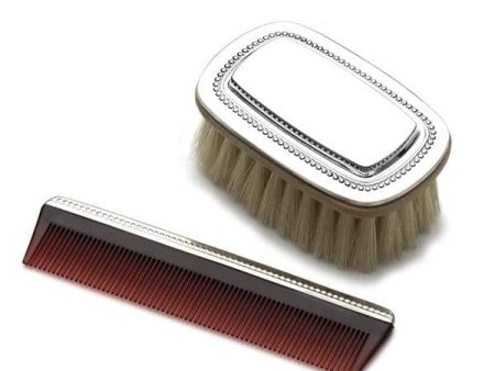 Sterling Silver Beaded Brush and Comb Set Fashion