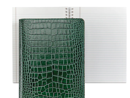 Emerald Crocodile Leather Spiral Journal For Cheap