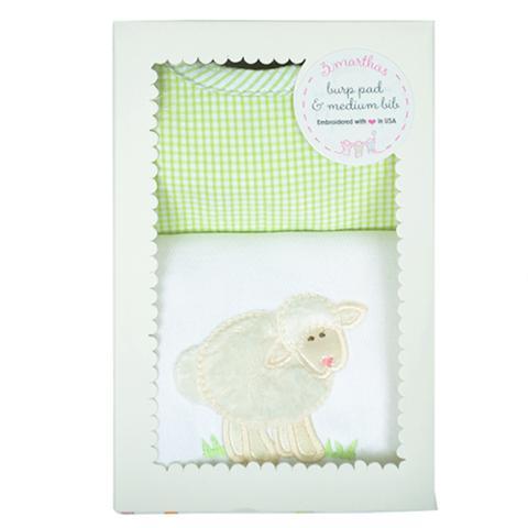 White Lamb Bib & Burp Box Set For Discount