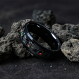 Black Tourmaline Glowstone Ring on Black Ceramic Hot on Sale