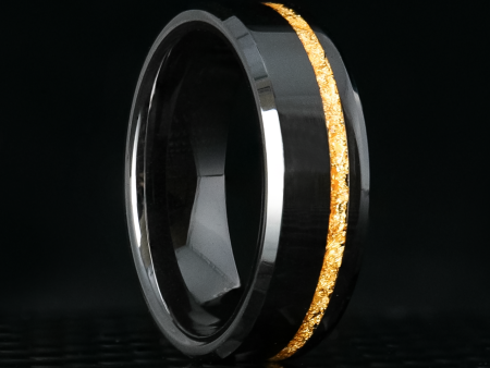 24K Gold Leaf Ring on Black Ceramic | Offset Inlay Online now