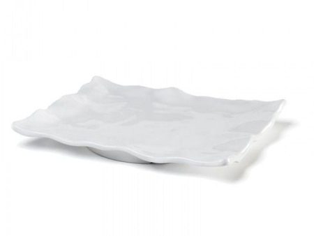 White Ruffle Rectangle Large Platter Discount