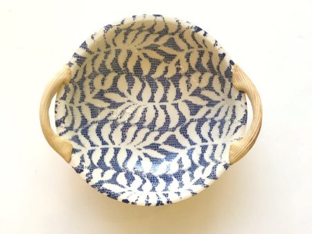 Cobalt Fern Vegetable Bowl with Handles on Sale