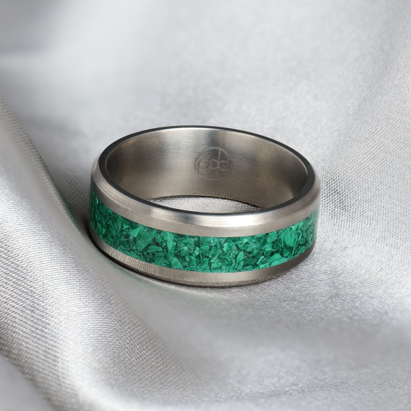 Malachite Glowstone Ring on Titanium on Sale