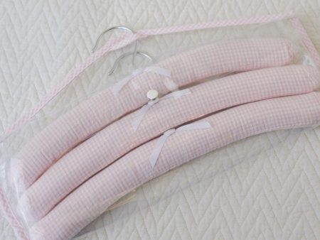 Set of 3 Pink Gingham Hangers For Cheap