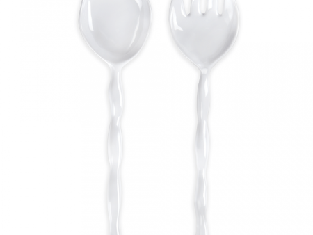 White Ruffle Salad Servers Cheap