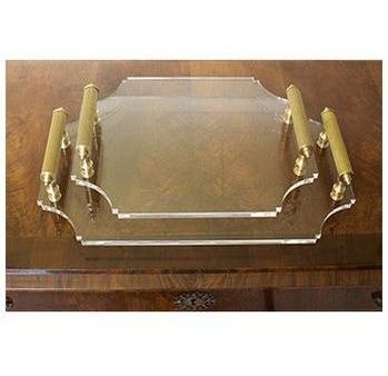 Acrylic Tray with Brass Handles Sale