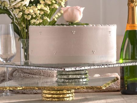 Edgey Gold Square Pedestal Cake Stand Sale