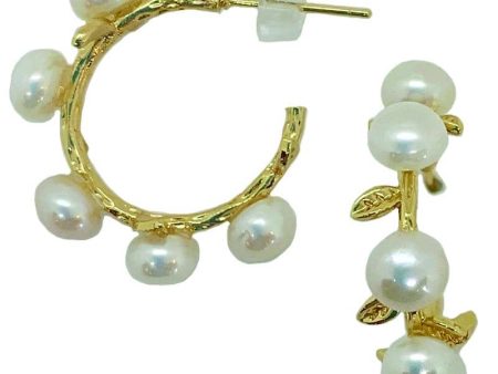 Small Gold Pearl Hoops Cheap