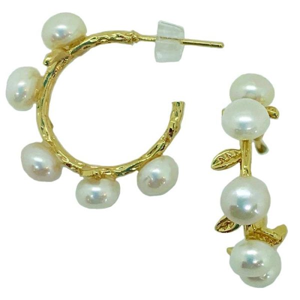 Small Gold Pearl Hoops Cheap