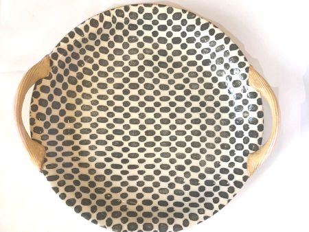 Charcoal Dot 13” Round Tray Online now