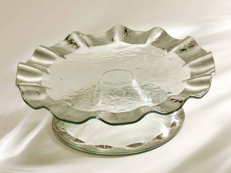 Ruffle Platinum Pedestal Cake Plate For Cheap