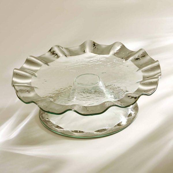 Ruffle Platinum Pedestal Cake Plate For Cheap