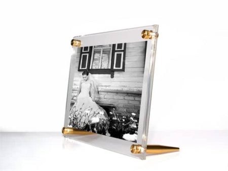 Acrylic Bevel Tabletop Float Frame for 5  by 7  Photos - Gold Discount