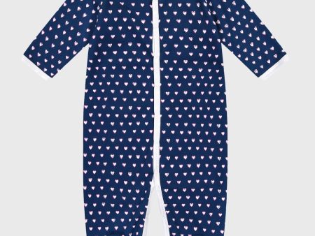 Infant Navy Hearts Footie Pajamas For Sale