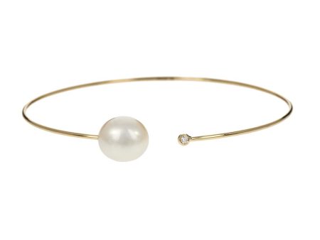 White Pearl and Diamond Thin Cuff Online Hot Sale