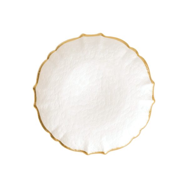 Baroque Glass Salad Plate, White For Discount