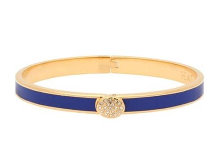 Skinny Pave Hinged Bangles Deep Cobalt and Gold For Cheap