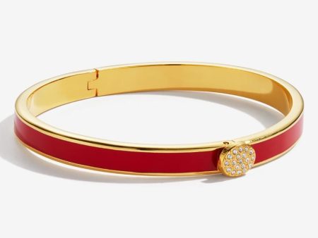 Skinny Pave Button Red & Gold Bangle Discount