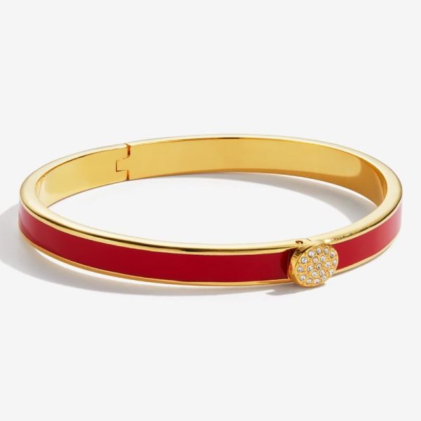 Skinny Pave Button Red & Gold Bangle Discount