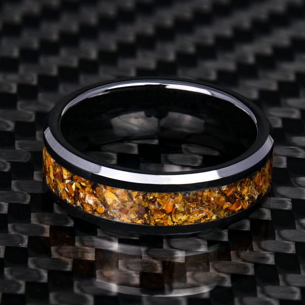 Tiger s Eye Glowstone Ring on Black Ceramic Online Hot Sale