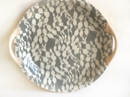 Charcoal Aspen Round Platter with Handles Discount