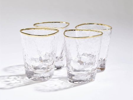 Set of 4 Hammered DOF With Gold Rim Discount