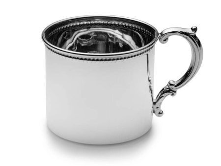 Beaded Border Sterling Silver Baby Cup For Sale