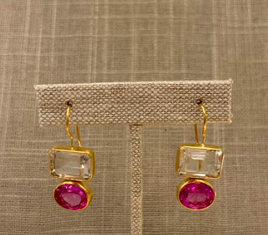 Pink Sapphire and Quartz Middie Earring Discount