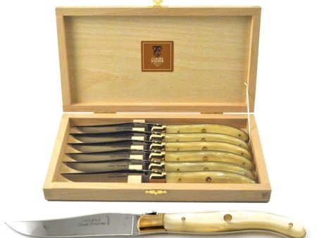 Laguiole Steak Knives Natural Handle Set of 6 For Sale