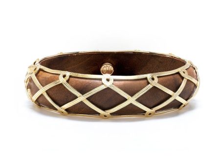 Earth Goddess Hinged Bangle, Teak For Cheap