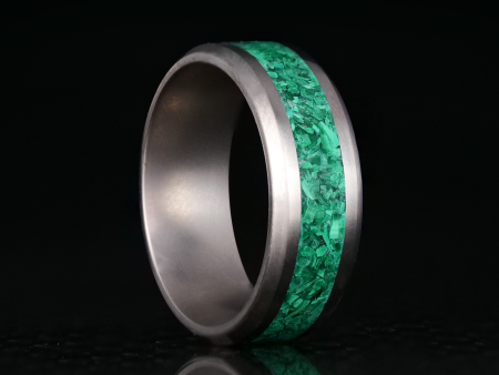 Malachite Glowstone Ring on Titanium on Sale