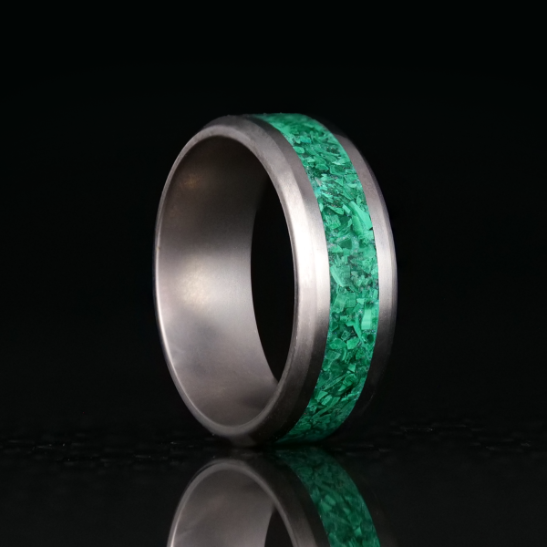 Malachite Glowstone Ring on Titanium on Sale