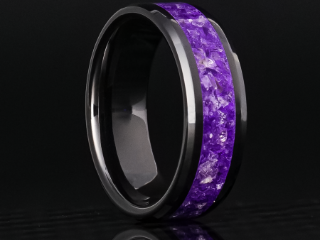 Amethyst Glowstone Ring on Black Ceramic Discount