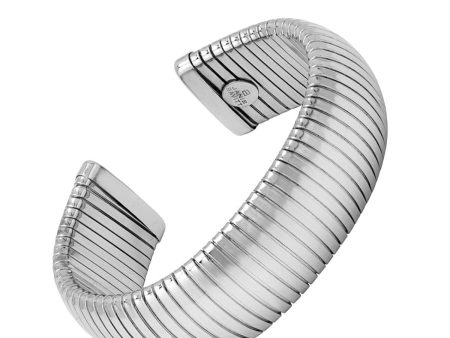 Large Rhodium Plated Cobra Cuff Bracelet Online Hot Sale